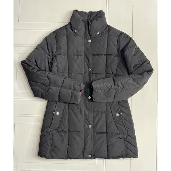Tommy Hilfiger Puffer Jacket Womens Medium Small Full Zip Button No Hood - Picture 1 of 6